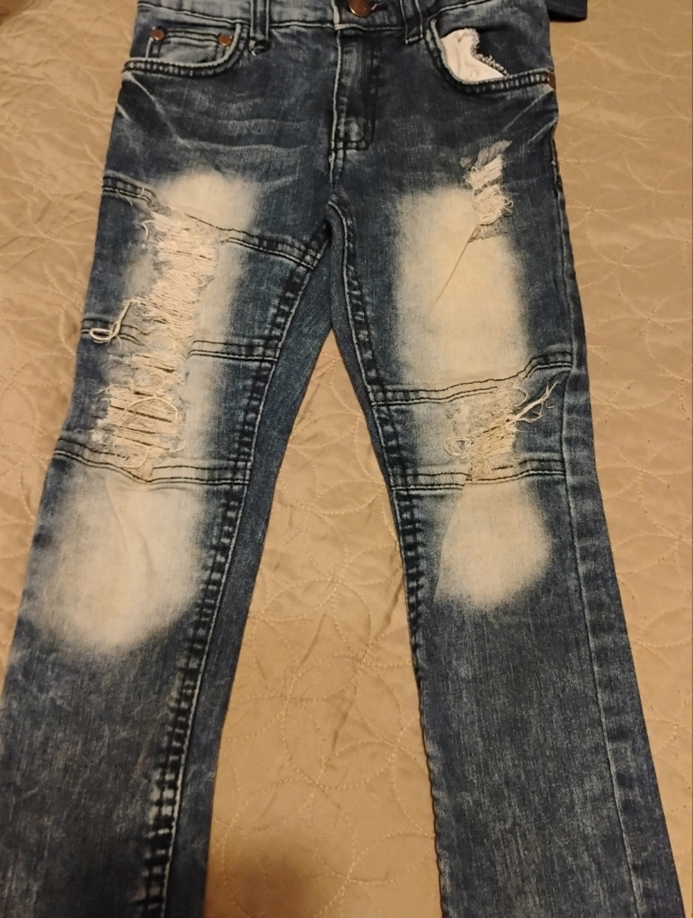 Kids Distressed Blue Washed Jeans